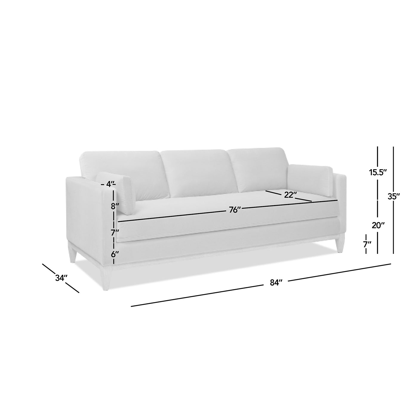 Portland 84" Modern Velvet Sofa