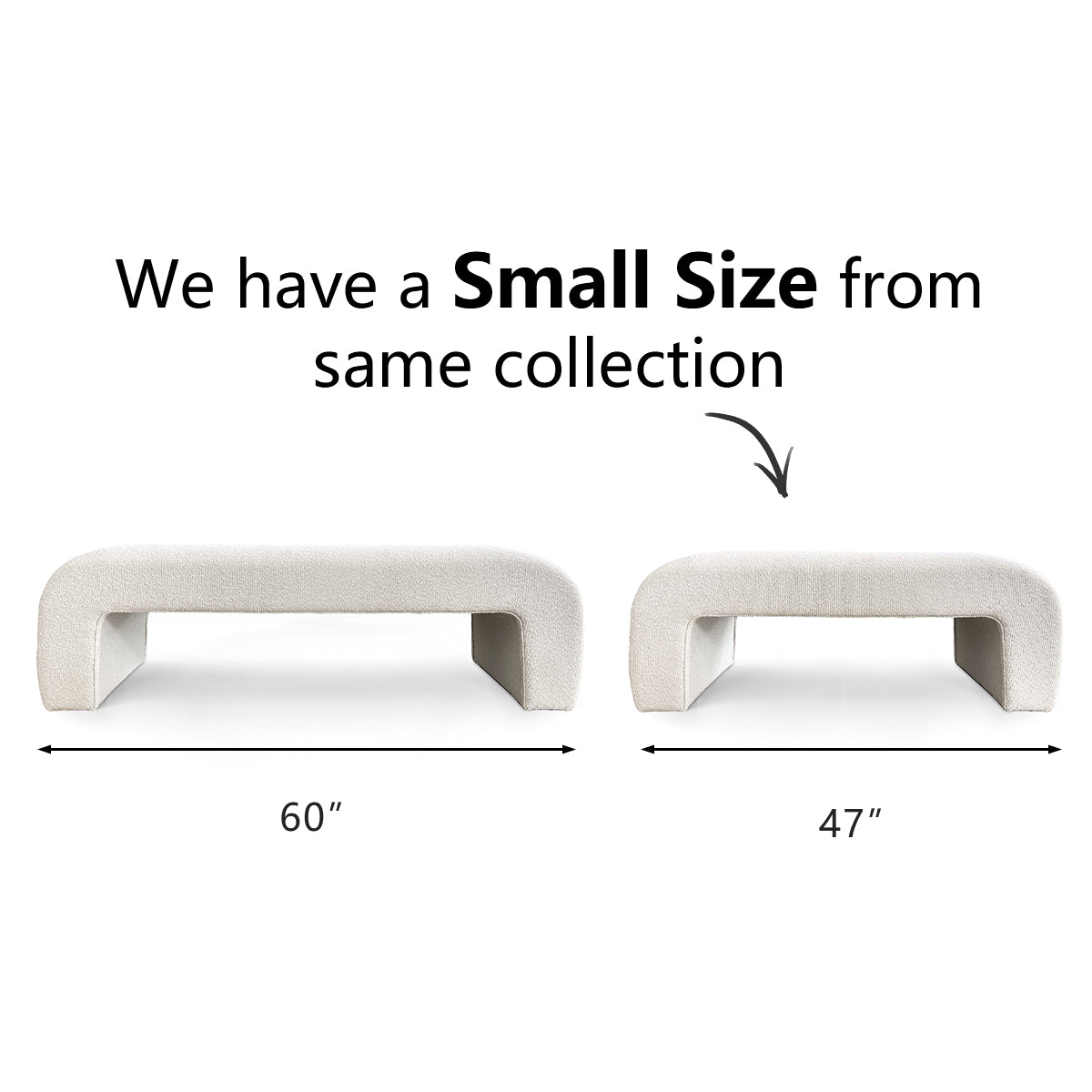 Lily 60" Modern Beige Boucle Waterfall Bench