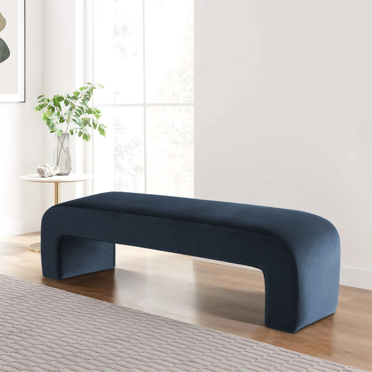 Lily 60" Modern Velvet Waterfall Bench