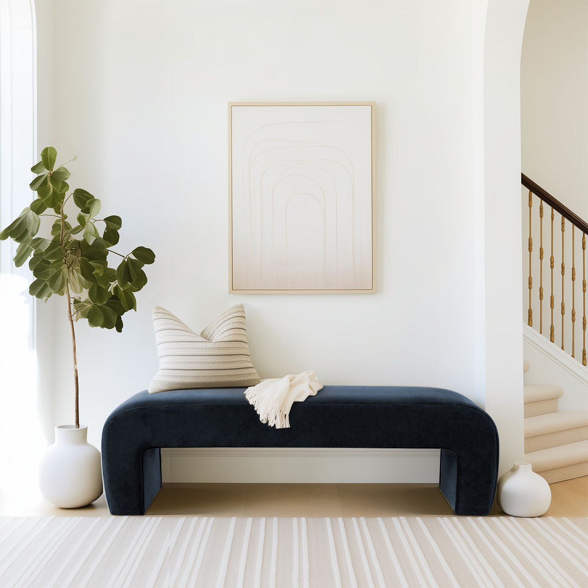Lily 60" Modern Velvet Waterfall Bench