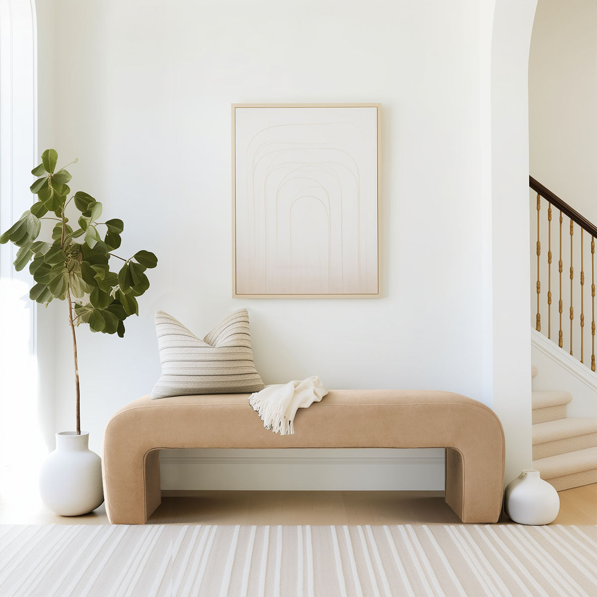 Lily 60" Modern Velvet Waterfall Bench