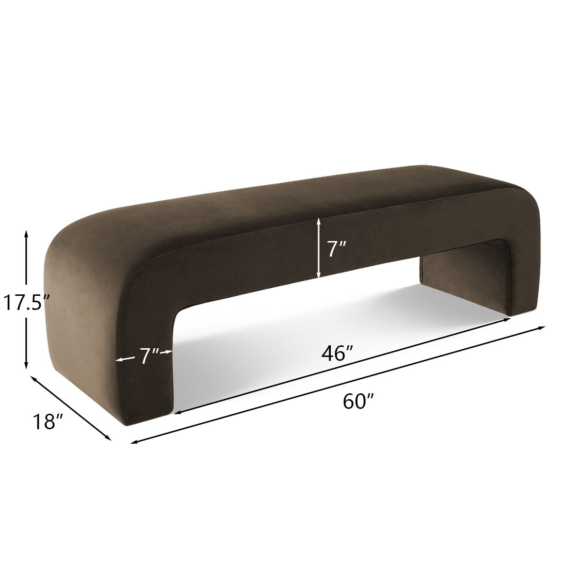 Lily 60" Modern Velvet Waterfall Bench