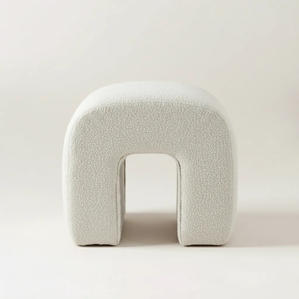 Lily 18'' Beige Boucle Upholstered Waterfall Ottoman (1-Piece)