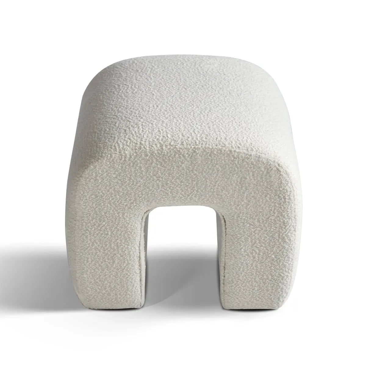 Lily Waterfall Ottoman in Beige Boucle, perfect for modern living room seating and decor.
