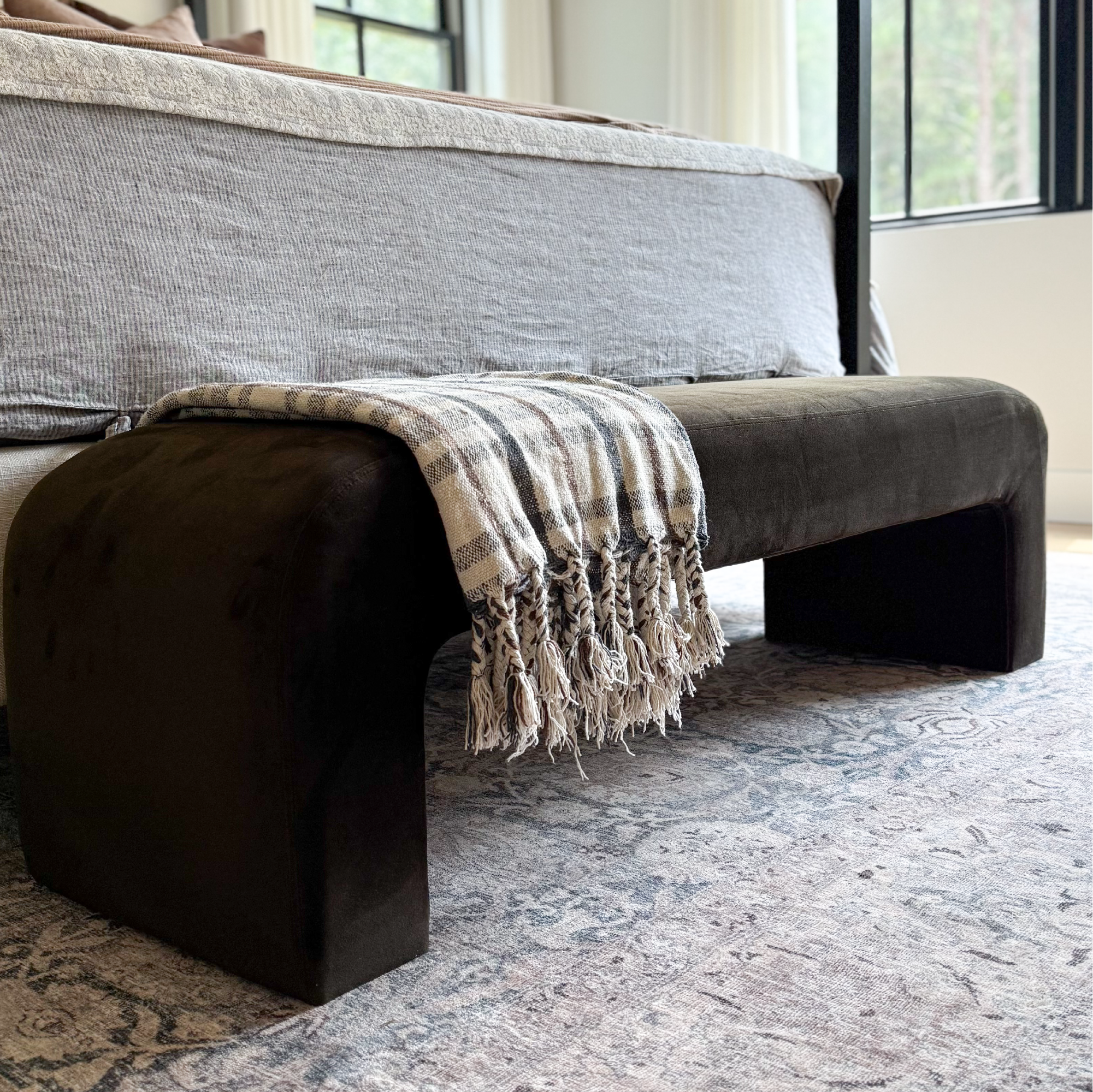 Lily 60" Modern Velvet Waterfall Bench