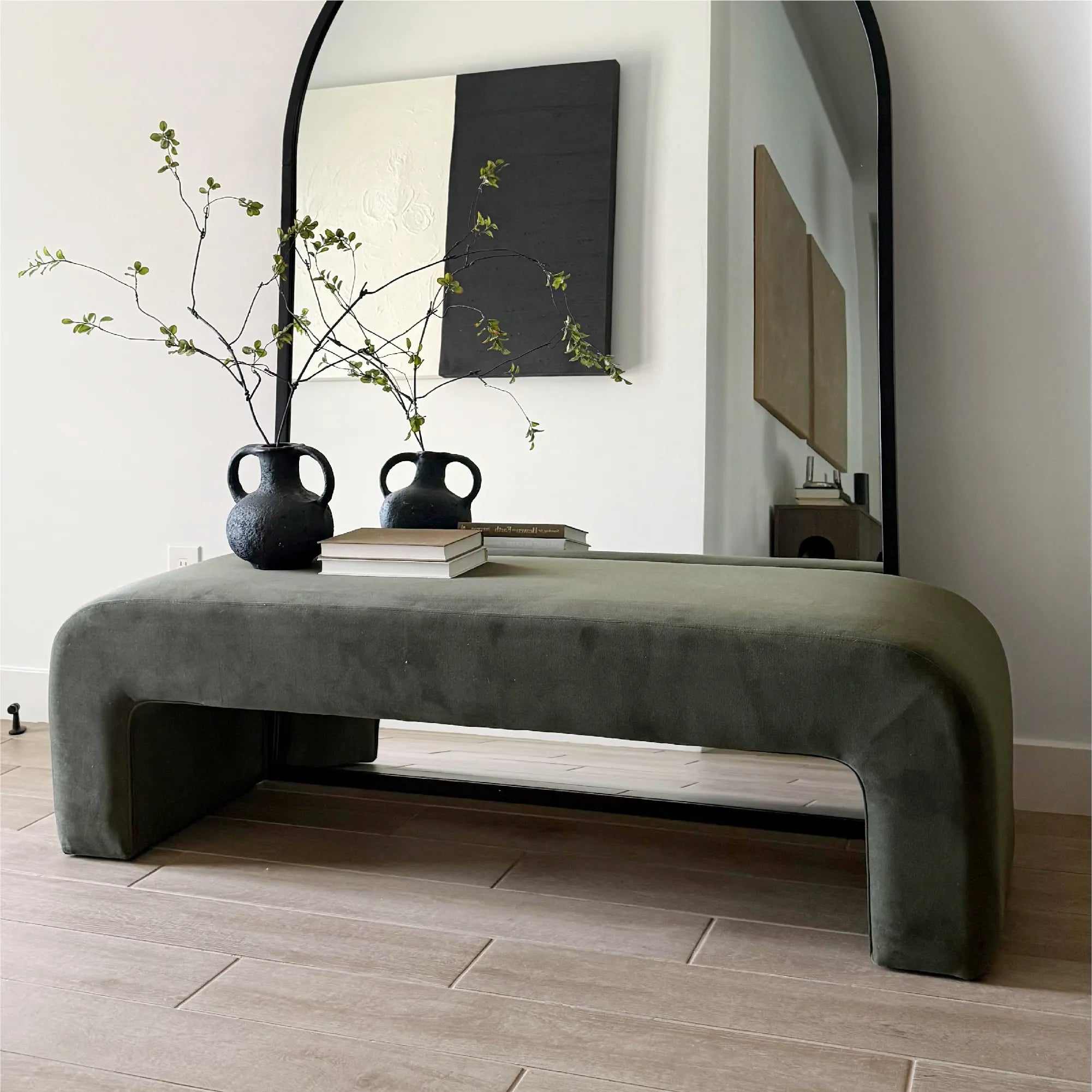 Lily 60" Modern Velvet Waterfall Bench
