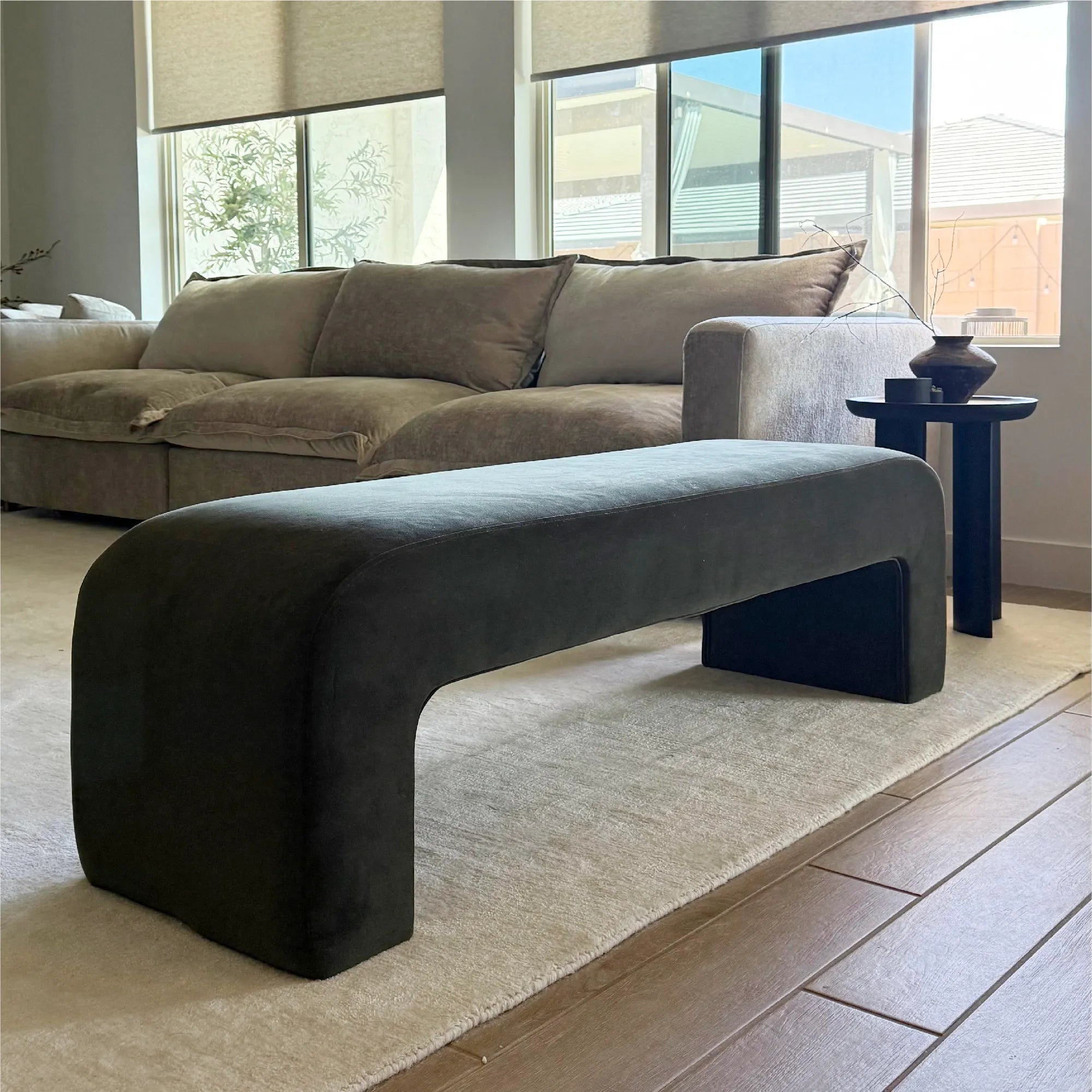 Lily 60" Modern Velvet Waterfall Bench