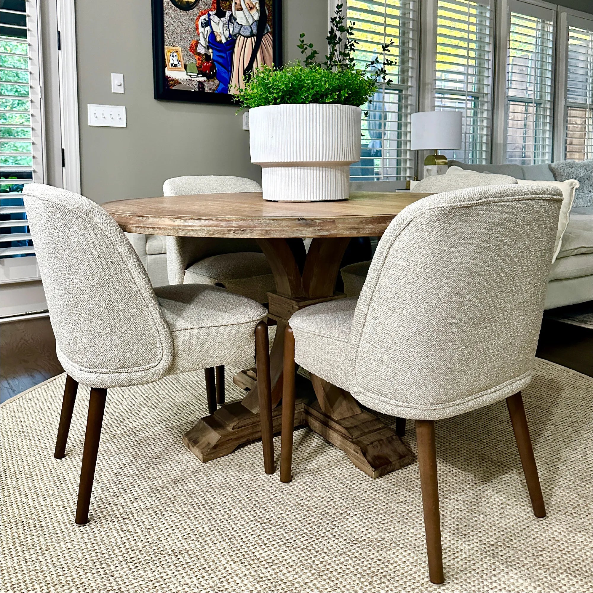 London Upholstered Solid Wood Full Back Dining Chair (Set of 2)