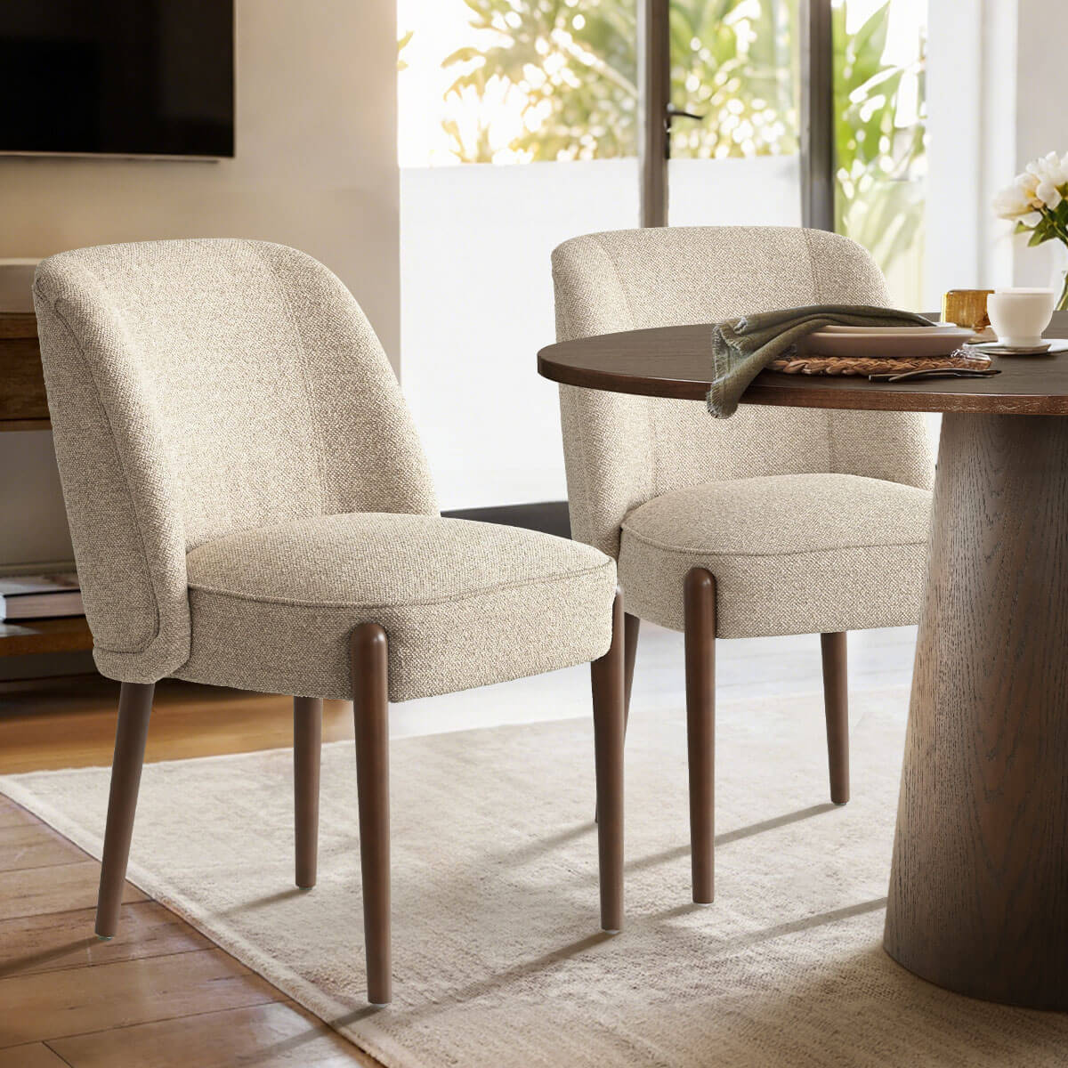 London Upholstered Solid Wood Full Back Dining Chair (Set of 2)