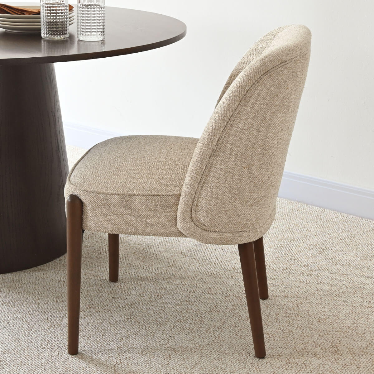 London Upholstered Solid Wood Full Back Dining Chair (Set of 2)