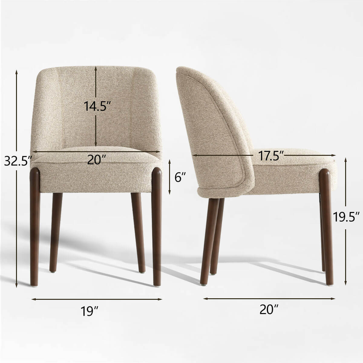 London Upholstered Solid Wood Full Back Dining Chair (Set of 2)