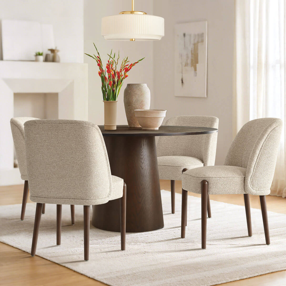 London Upholstered Solid Wood Full Back Dining Chair (Set of 2)