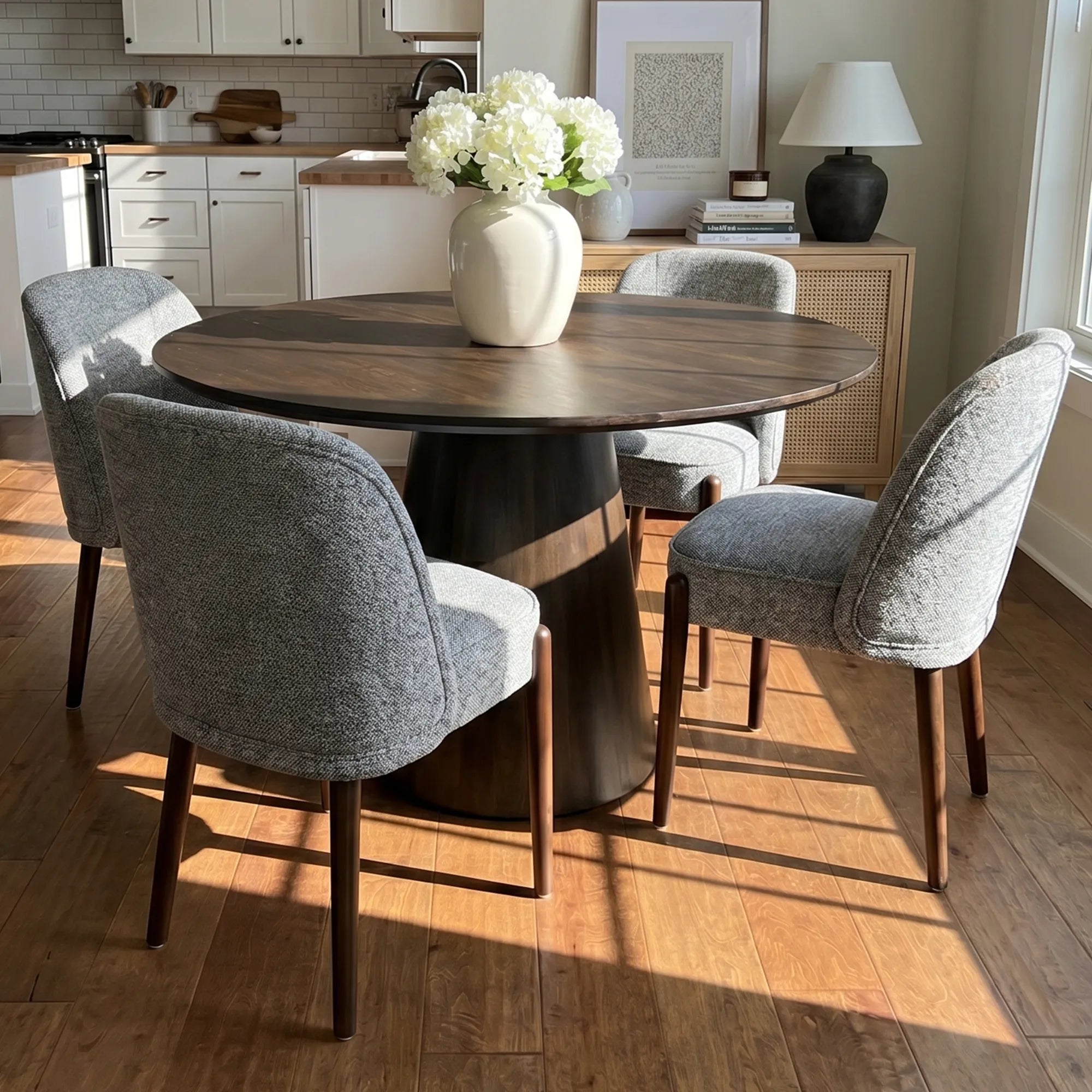 London Upholstered Solid Wood Full Back Dining Chair (Set of 4)