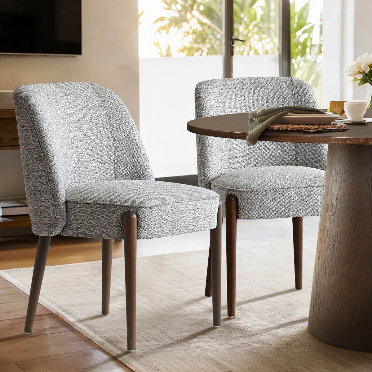 London Upholstered Solid Wood Full Back Dining Chair (Set of 2)