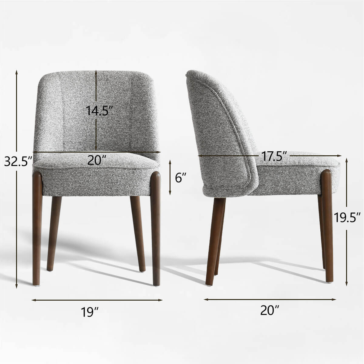 London Upholstered Solid Wood Full Back Dining Chair (Set of 2)