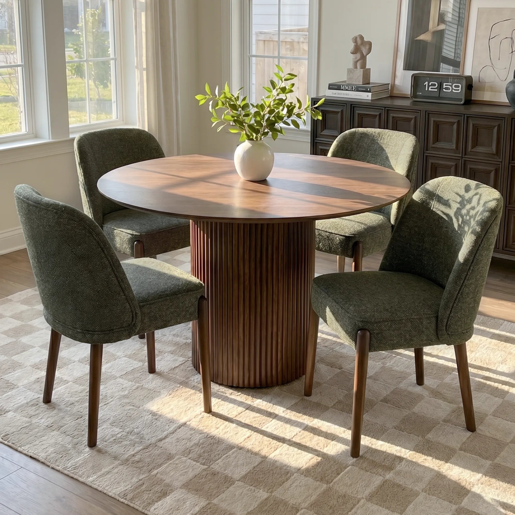 London Upholstered Solid Wood Full Back Dining Chair (Set of 4)