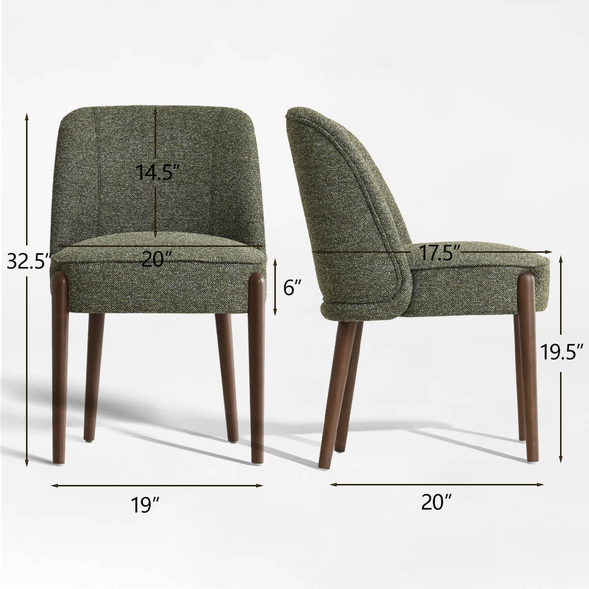 London Upholstered Solid Wood Full Back Dining Chair (Set of 2)
