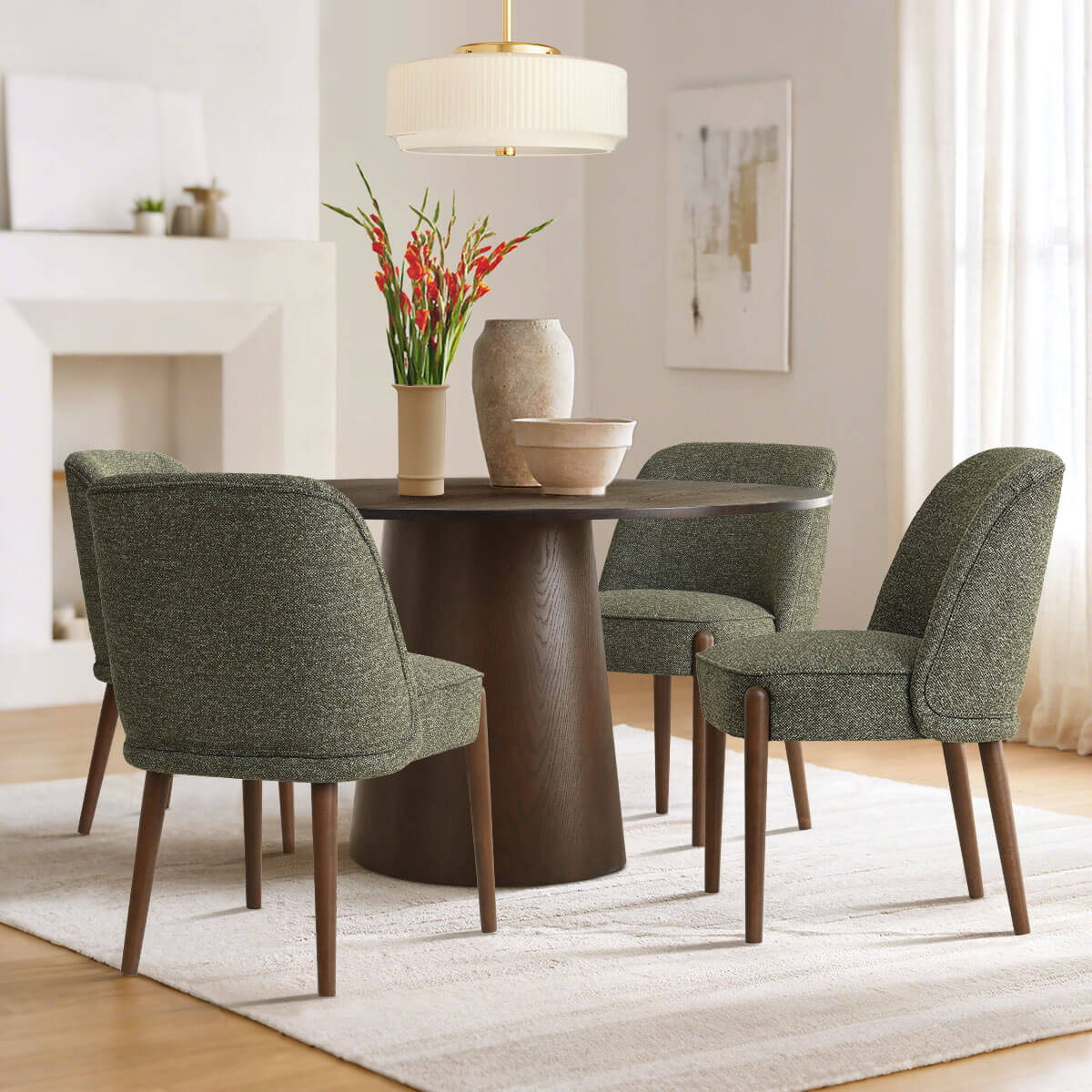London Upholstered Solid Wood Full Back Dining Chair (Set of 2)
