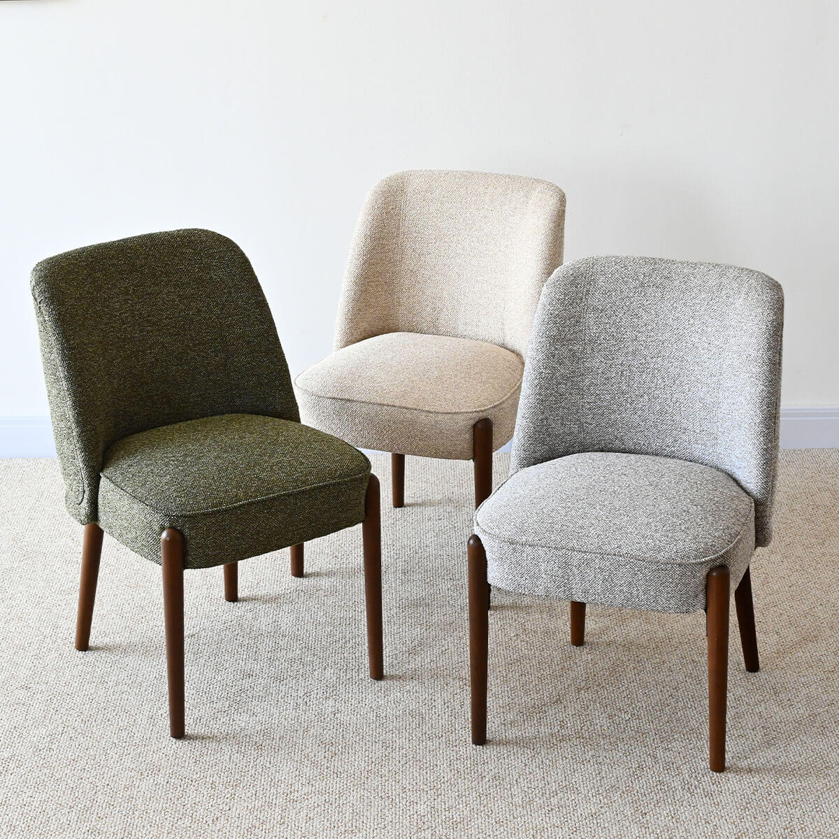London Upholstered Solid Wood Full Back Dining Chair (Set of 2)