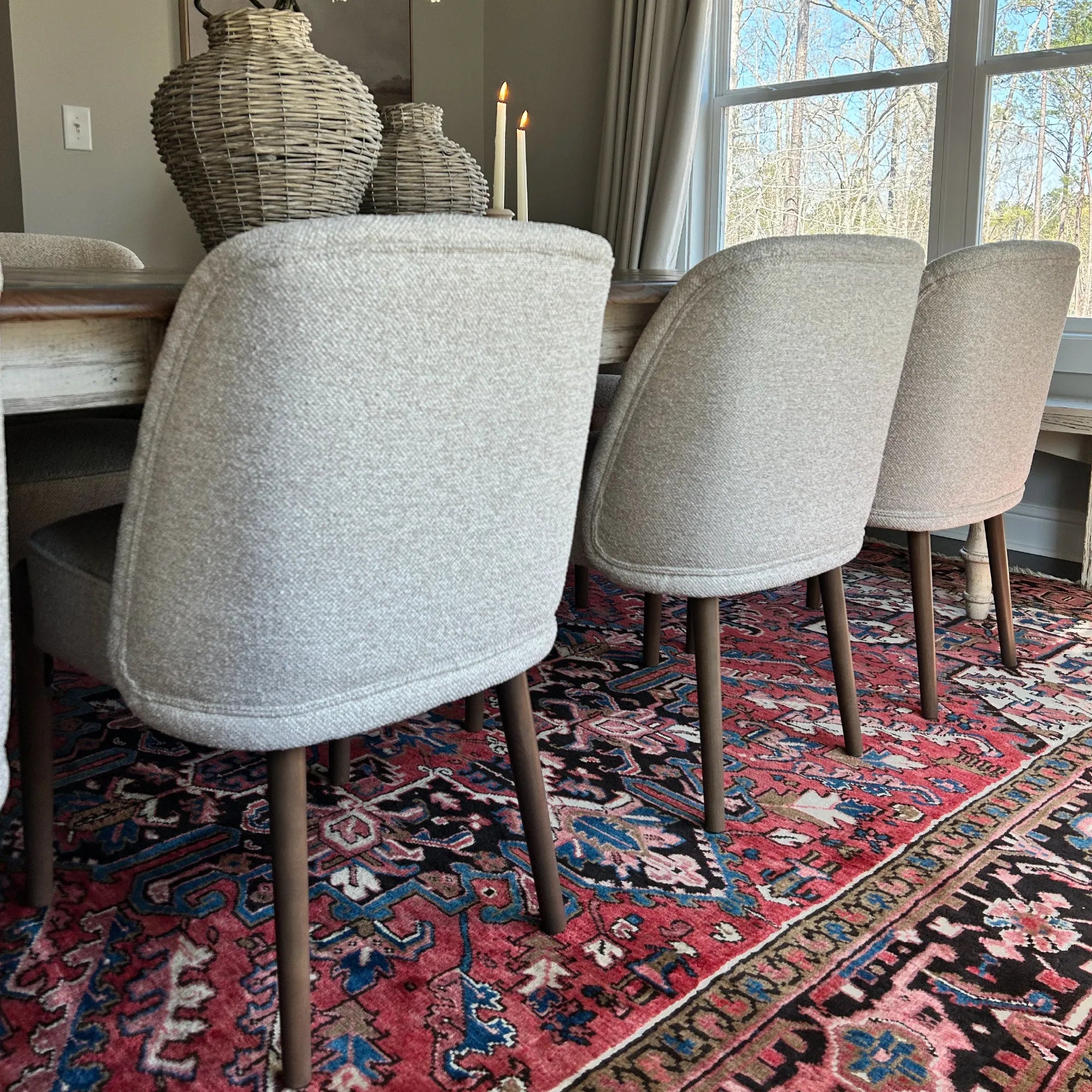 London Upholstered Solid Wood Full Back Dining Chair (Set of 4)