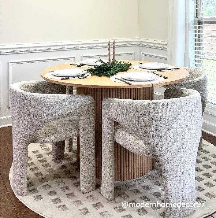 Khloe Modern Chenille Dining Chair with Arms (Set of 6)