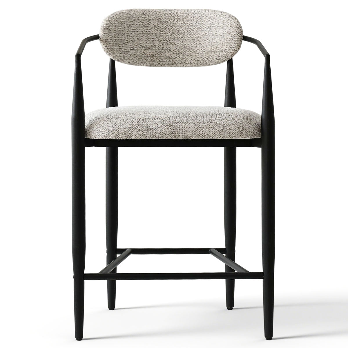 Manhattan 25.5" Chenille Metal Frame Counter Stool With Armrest And Footrest (Set of 3)