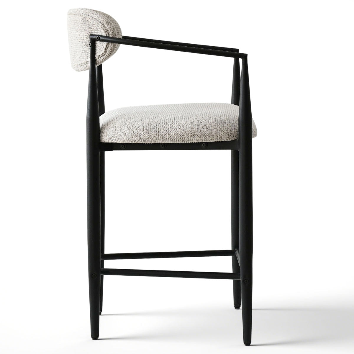 Manhattan 25.5" Chenille Metal Frame Counter Stool With Armrest And Footrest (Set of 3)