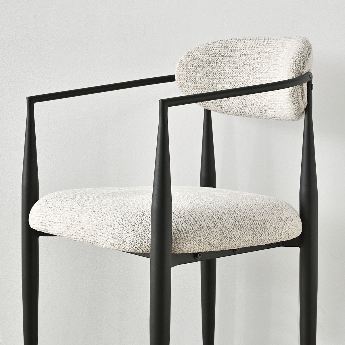 Manhattan 25.5" Chenille Metal Frame Counter Stool With Armrest And Footrest (Set of 3)