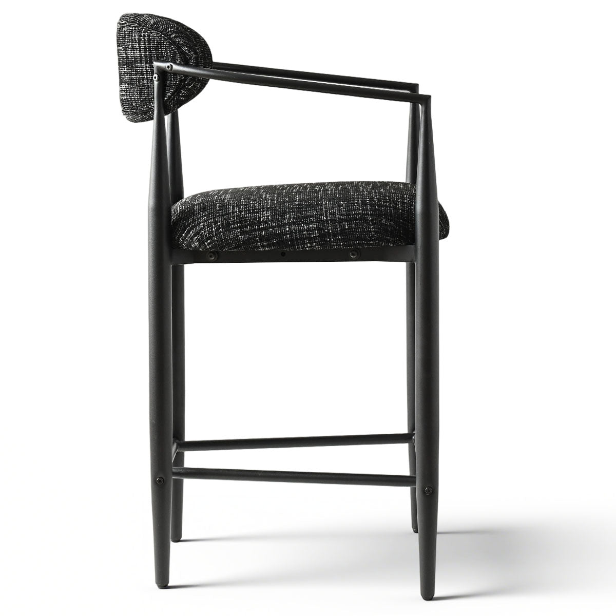 Manhattan 25.5" Chenille Metal Frame Counter Stool With Armrest And Footrest (Set of 3)