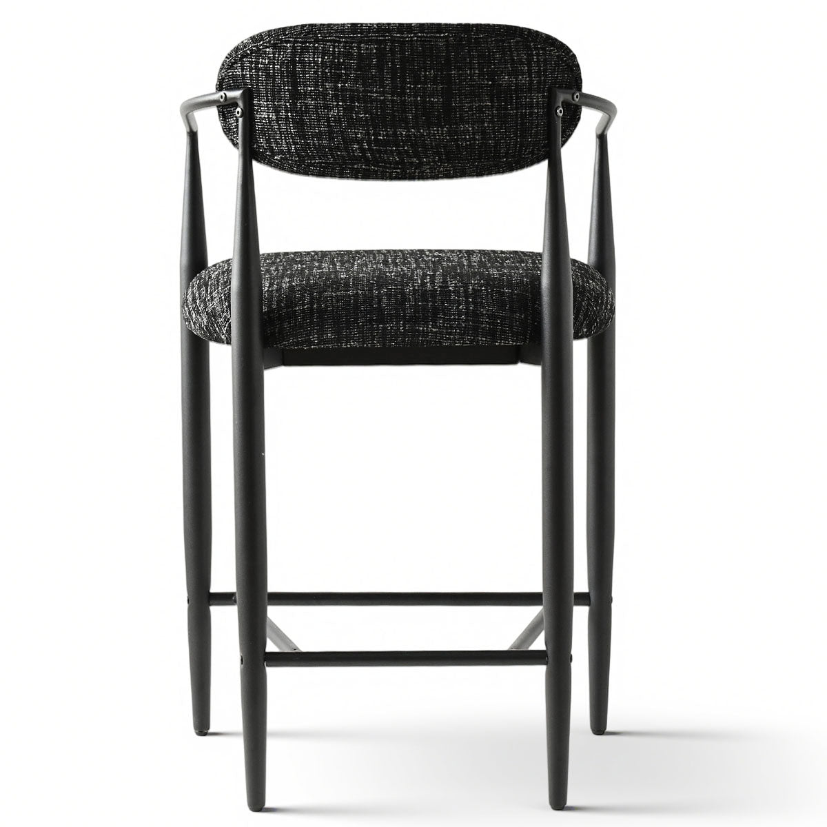 Manhattan 25.5" Chenille Metal Frame Counter Stool With Armrest And Footrest (Set of 3)