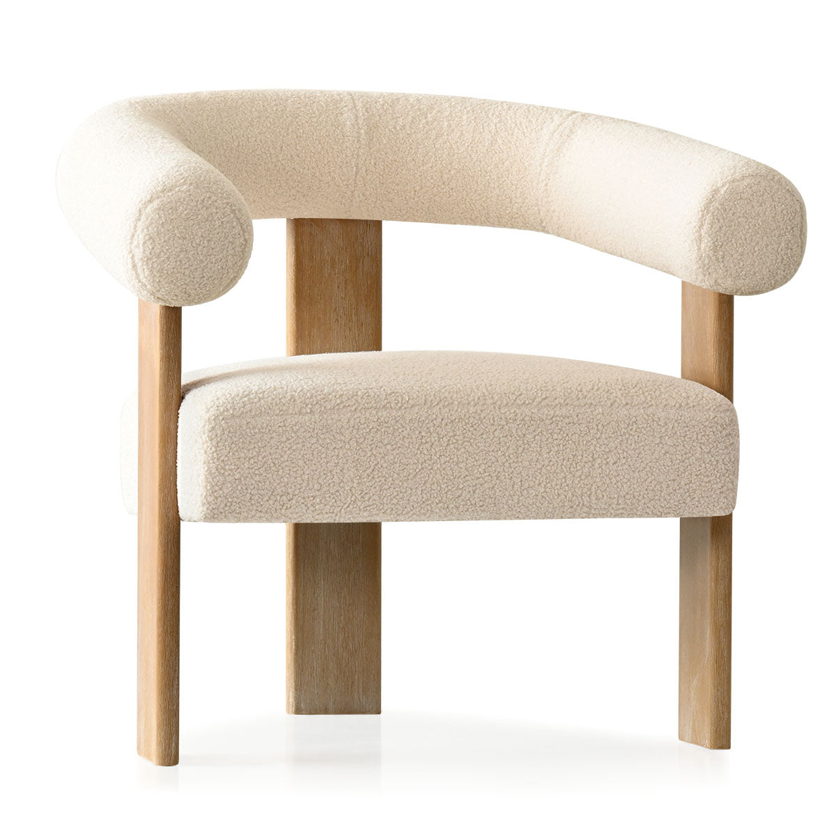 Maye Beige Boucle Upholstered Living Room Chair (Set of 2)