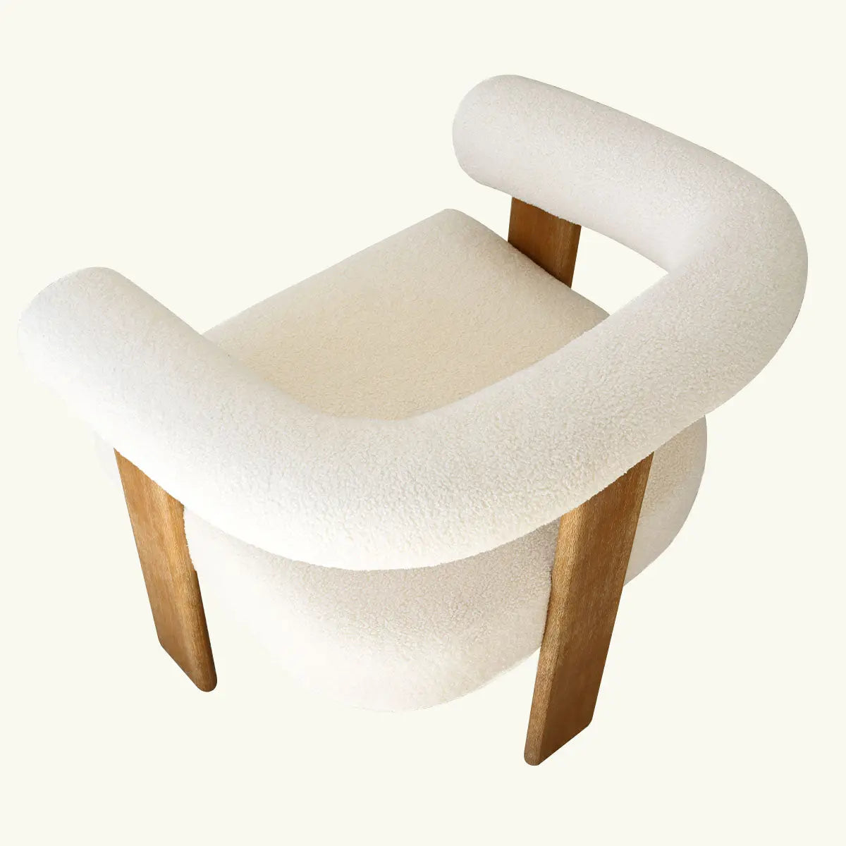 Maye Beige Boucle Upholstered Chair with wooden legs, contemporary design, furniture piece.