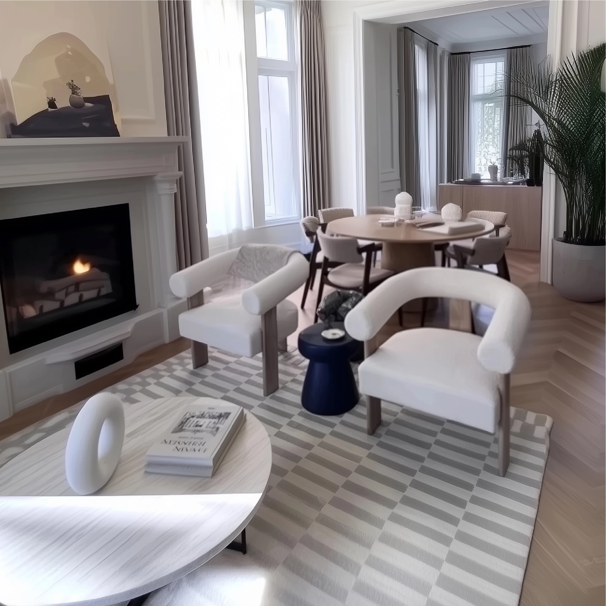 Maye Beige Boucle Upholstered Living Room Chair (1-Piece)