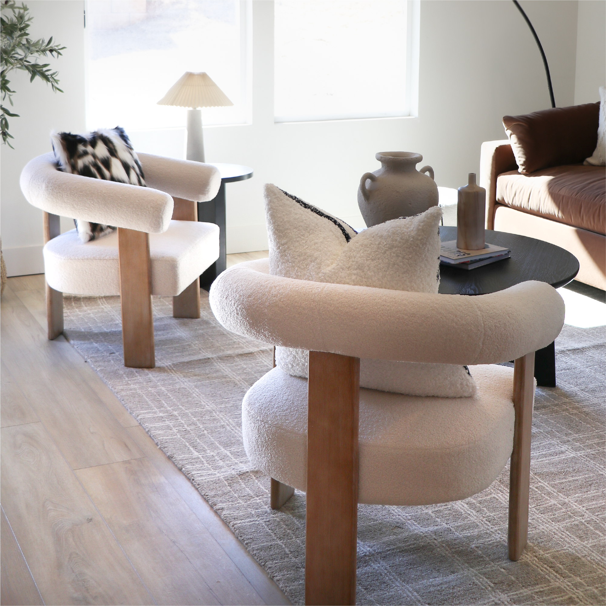 Maye Beige Boucle Upholstered Living Room Chair (1-Piece)