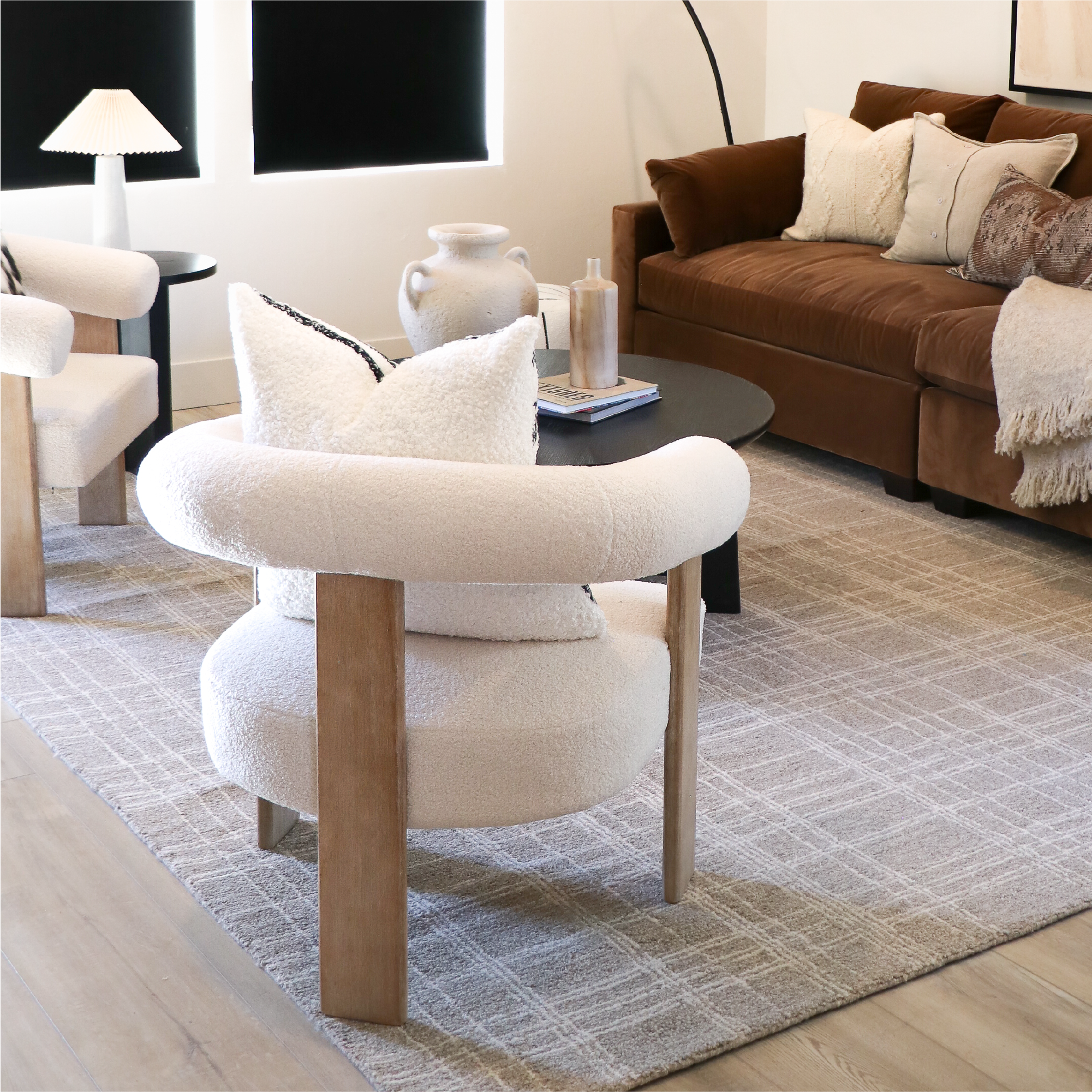 Maye Beige Boucle Upholstered Living Room Chair (1-Piece)