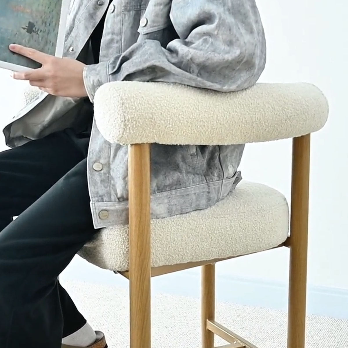 Melbourne 24" Boucle Counter Stool with Arms (Set of 2)