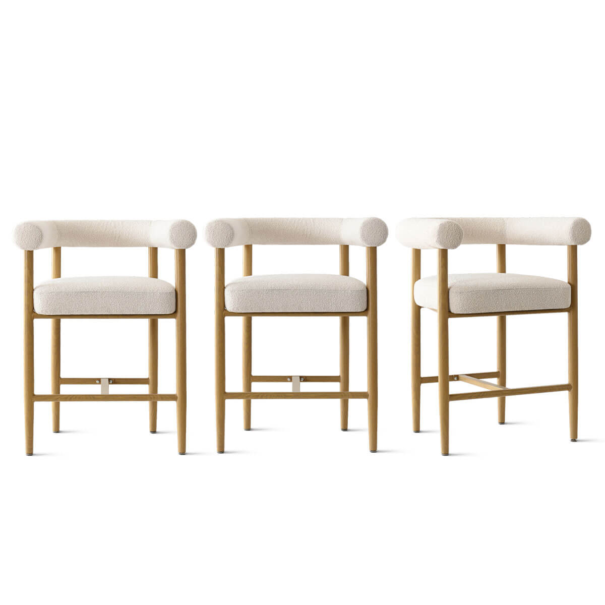 Melbourne 24" Boucle Counter Stool with Arms (Set of 3)