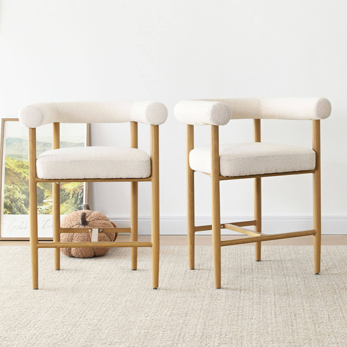 Melbourne 24" Boucle Counter Stool with Arms (Set of 2)
