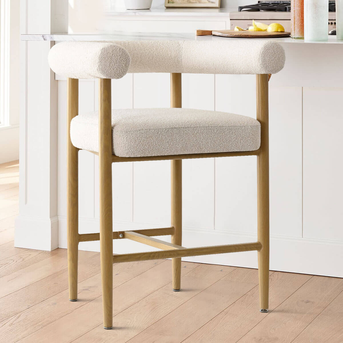 Melbourne 24" Boucle Counter Stool with Arms (Set of 2)