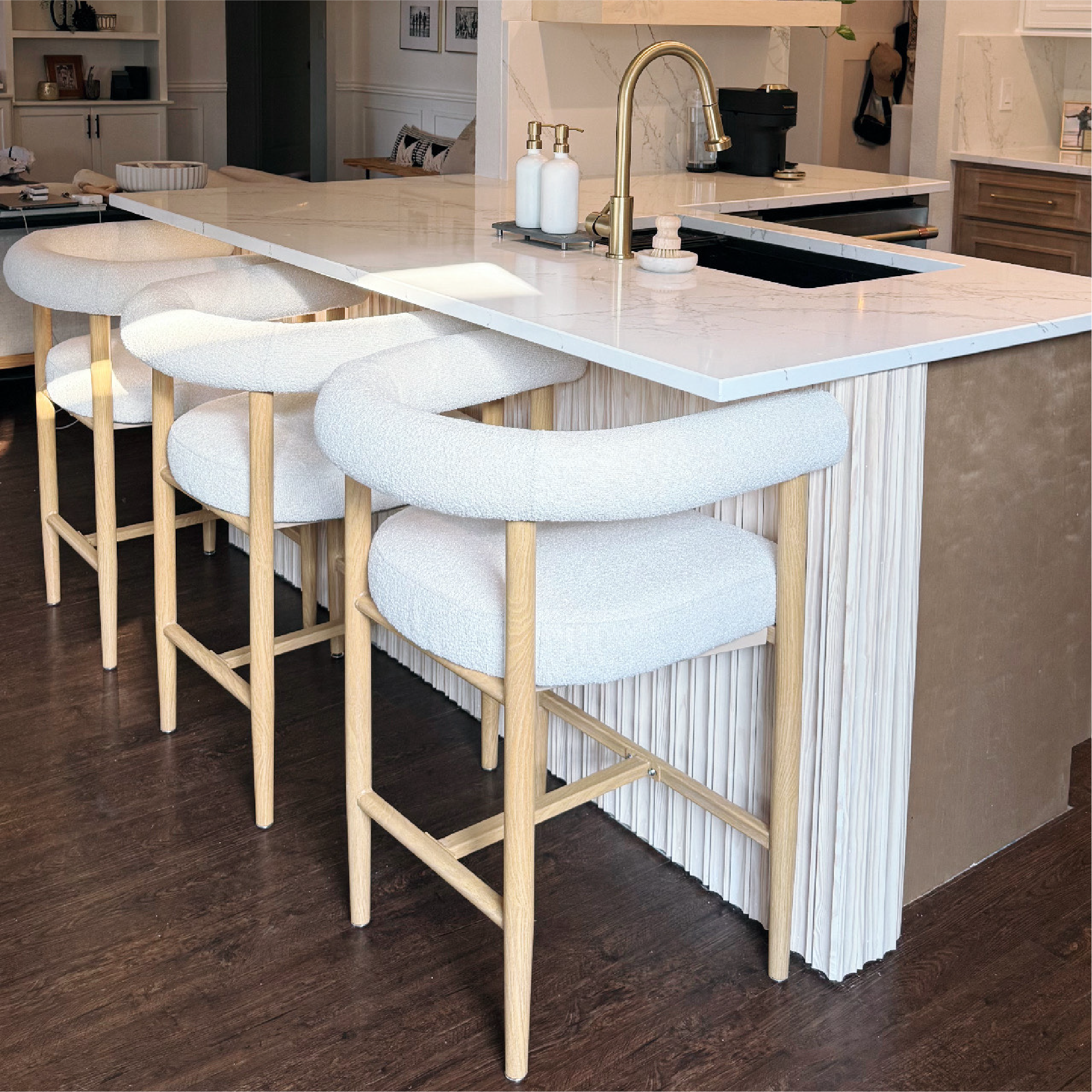 Melbourne 24" Boucle Counter Stool with Arms (Set of 3)