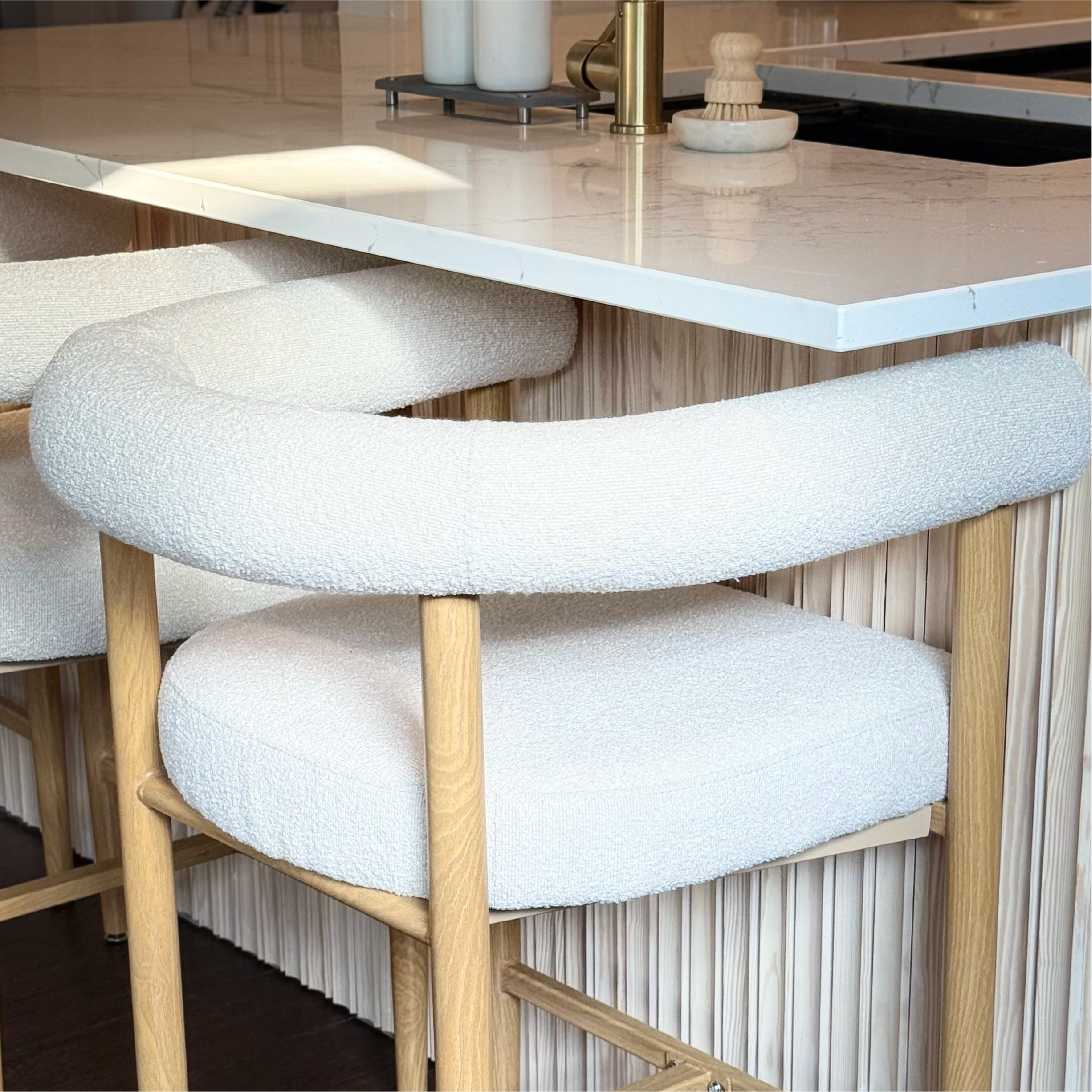 Melbourne 24" Boucle Counter Stool with Arms (Set of 2)