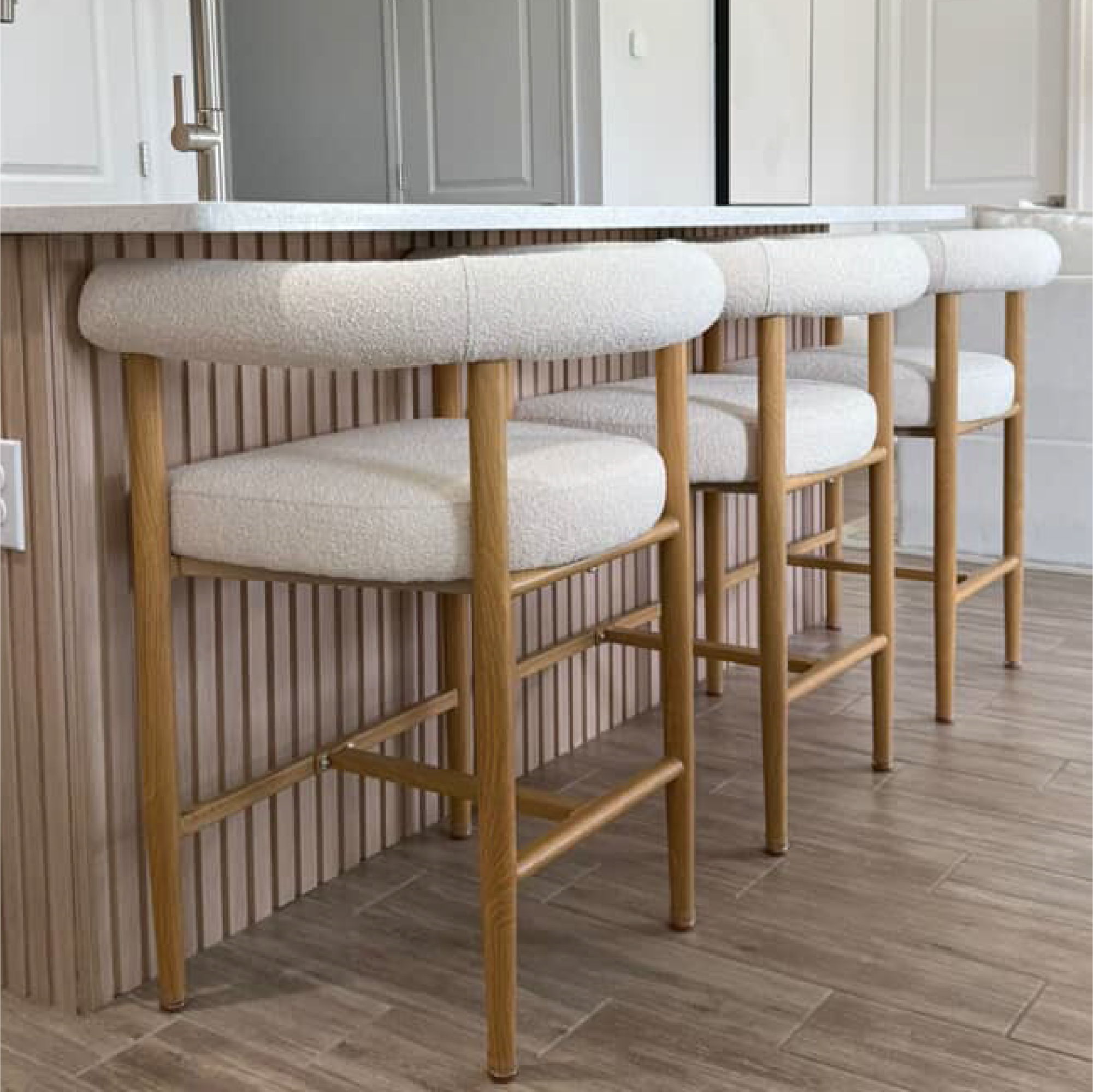 Melbourne 24" Boucle Counter Stool with Arms (Set of 3)