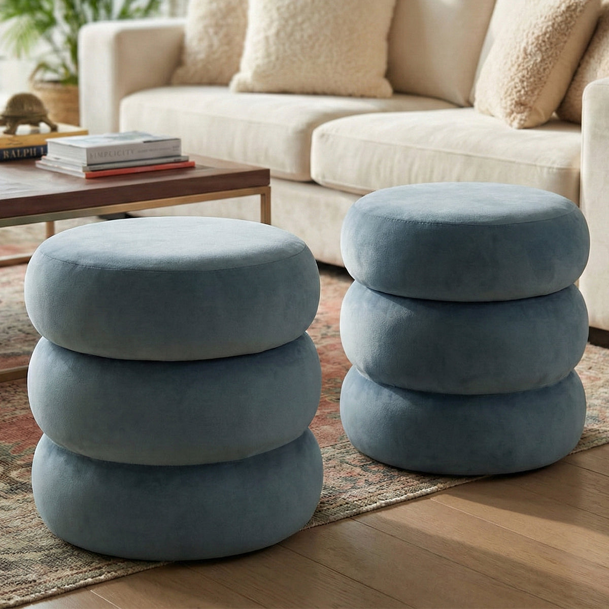 Mellow Modern Round Velvet Ottoman With Storage