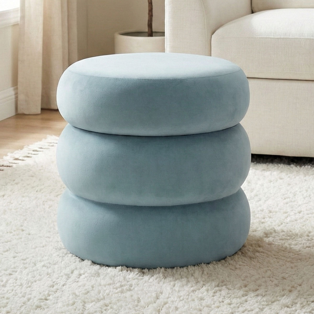 Mellow Modern Round Velvet Ottoman With Storage