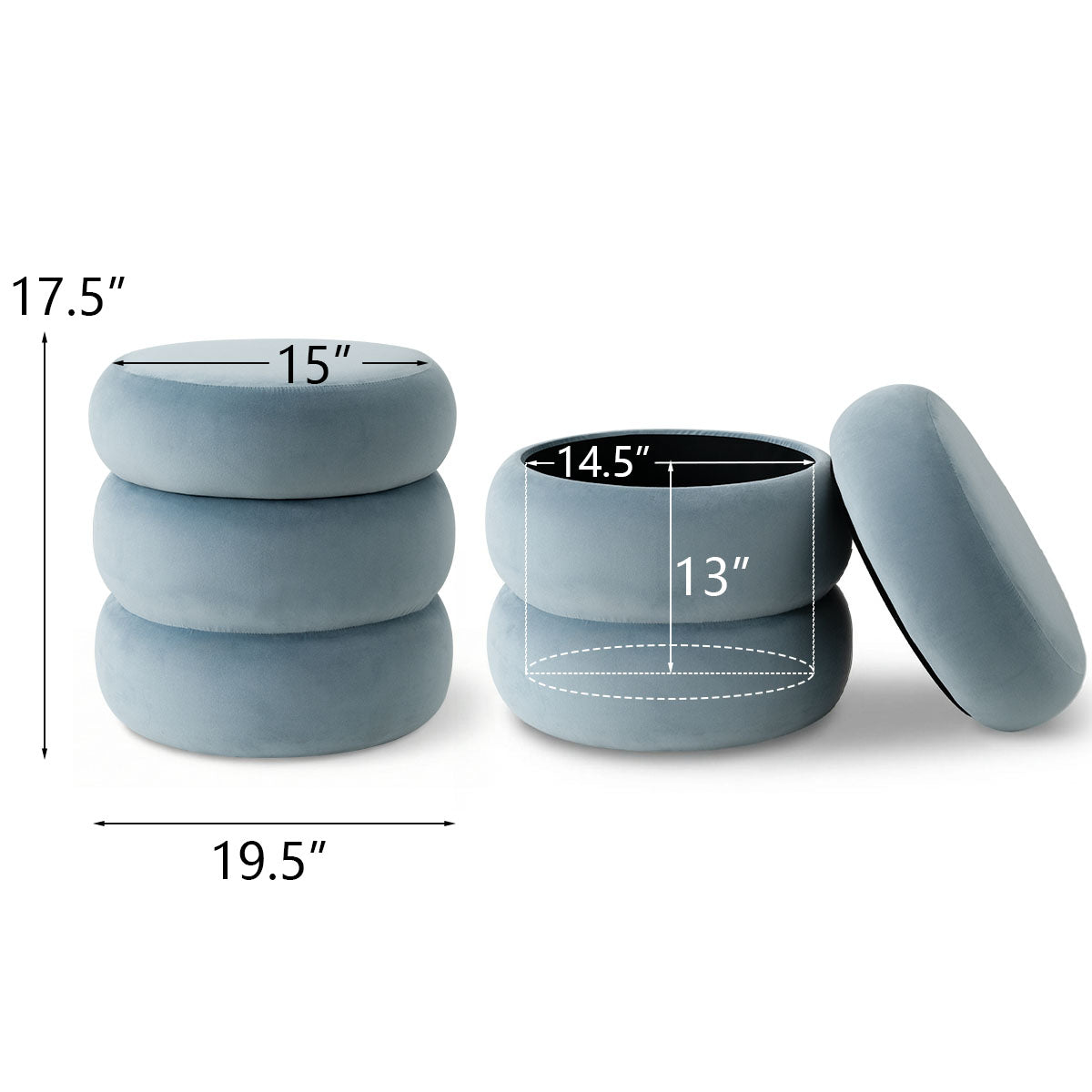 Mellow Modern Round Velvet Ottoman With Storage