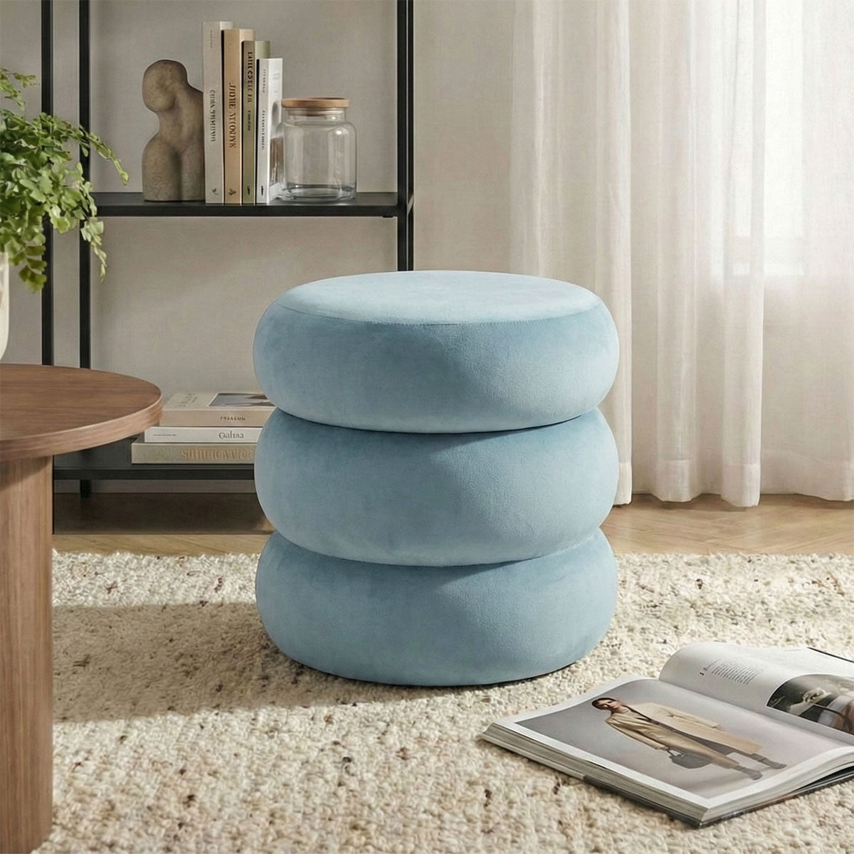 Mellow Modern Round Velvet Ottoman With Storage