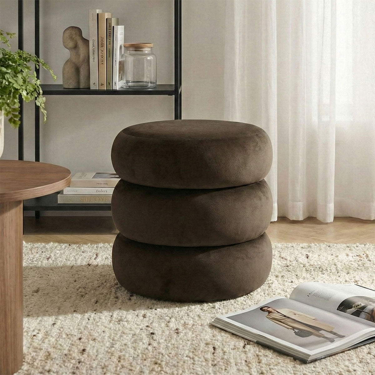 Mellow Modern Round Velvet Ottoman With Storage
