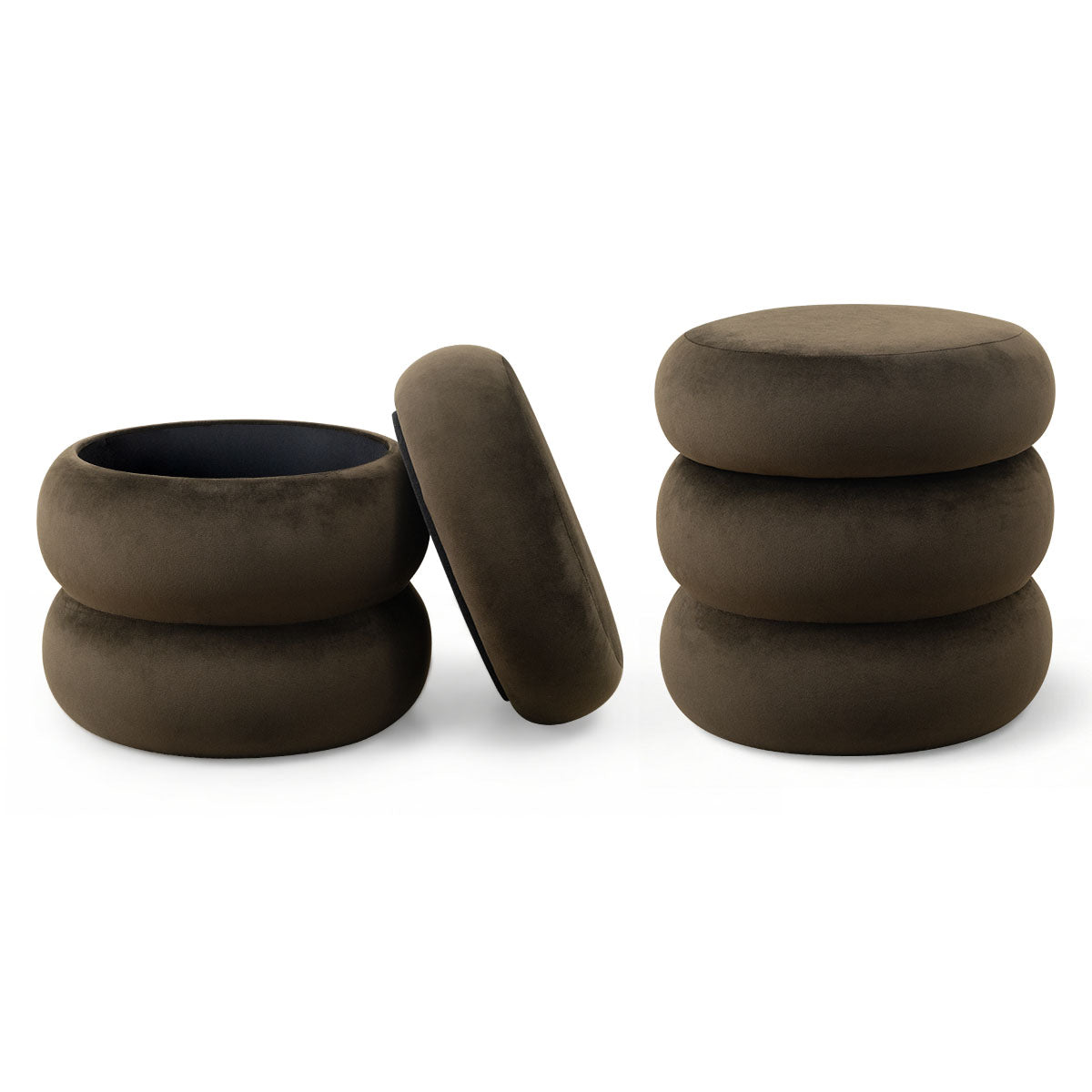 Mellow Modern Round Velvet Ottoman With Storage