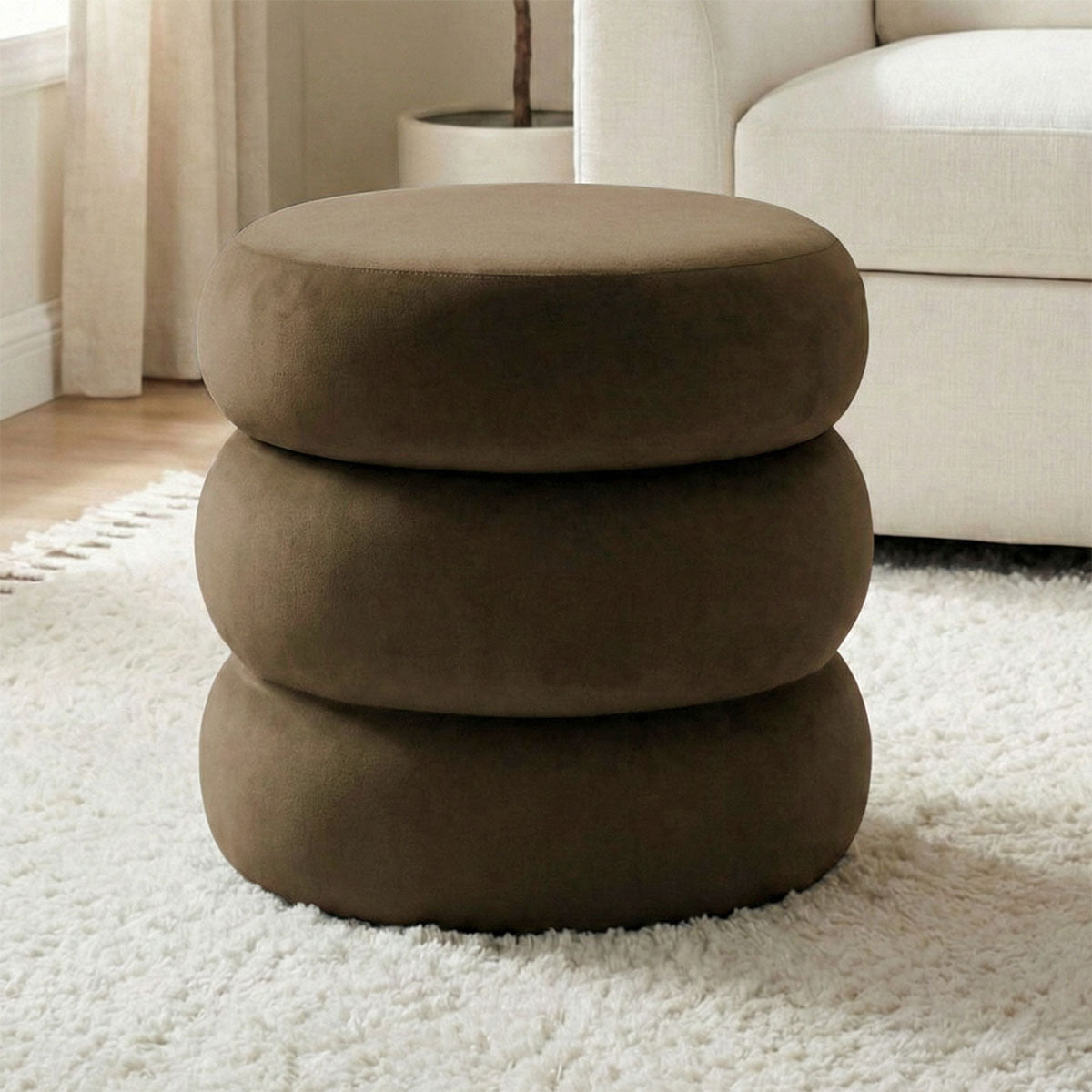 Mellow Modern Round Velvet Ottoman With Storage