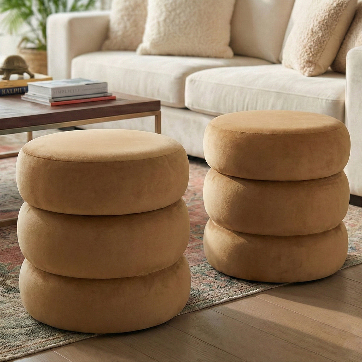 Mellow Modern Round Velvet Ottoman With Storage